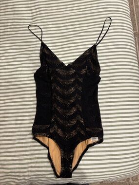 Nightcap Black Lace Bodysuit Slip with Nude Lining